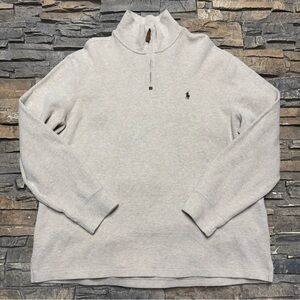 Polo Ralph Lauren 1/4 Zip Pullover Sweater Mens 2XL Cream Color Pony Casual Work